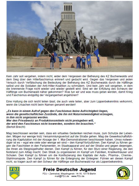 Zum 75. Jahrestag der Befreiung des KZ Buchenwald - Freie Deutsche ...